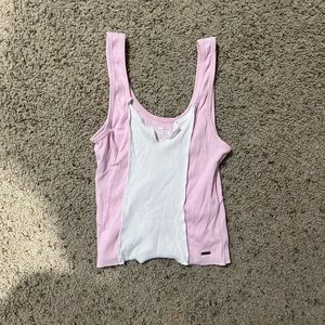 Hollister tank top, pink + white